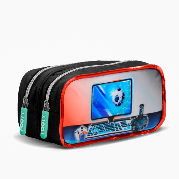 Cartuchera Escolar Footy 2026 Pro Gamer Roja 2 cierres Art.F264070